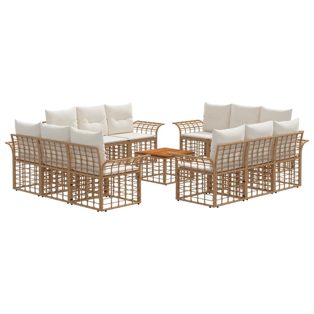 vidaXL Utomhussoffset 13 pcs Naturlig och Creamvit Polyester