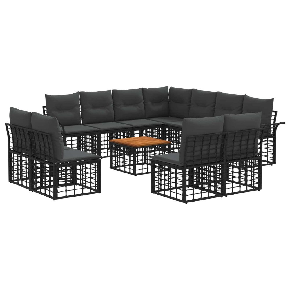 vidaXL Utomhussoffset 12 pcs Svart och Mörkgrå Polyester