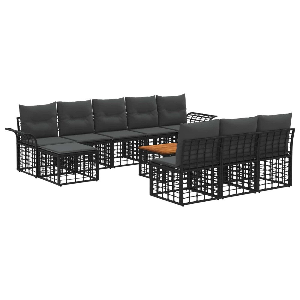 vidaXL Utomhussoffset 11 pcs Svart och Mörkgrå Polyester