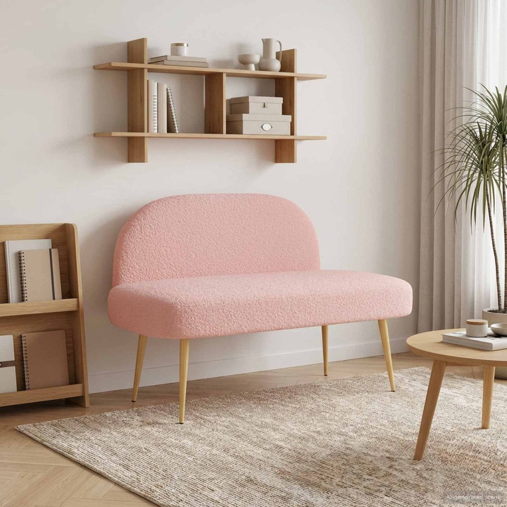 vidaXL Klädd bänk med ryggstöd Rosa 110 x 60 x 76 cm Bouclé