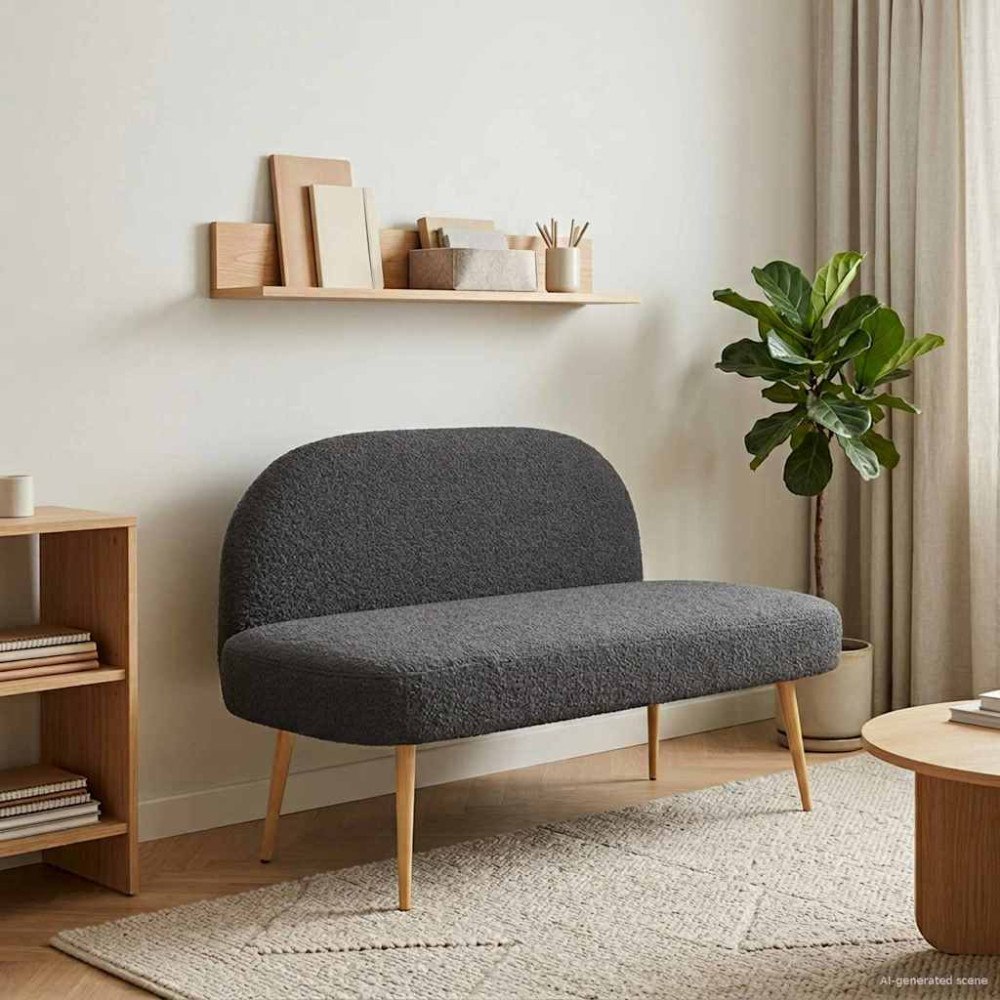 vidaXL Klädd bänk med ryggstöd Mörkgrå 110 x 60 x 76 cm Bouclé