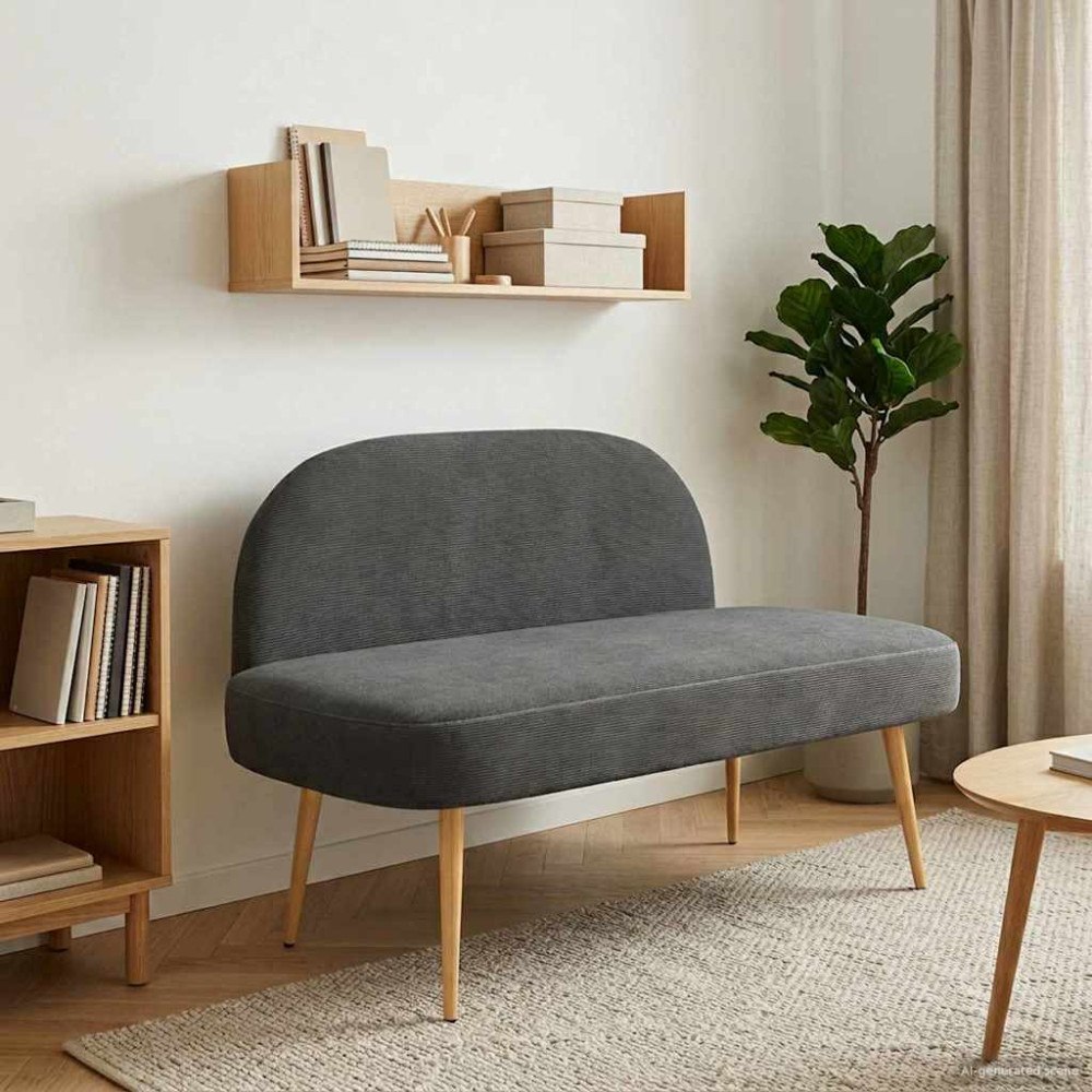 vidaXL Klädd bänk med ryggstöd Mörkgrå 110 x 60 x 76 cm Kordread tyg