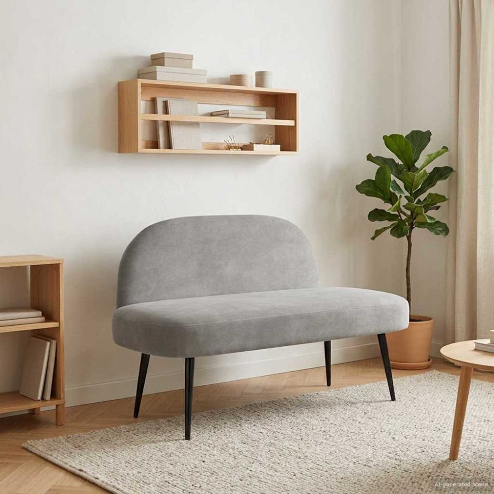 vidaXL Klädd bänk med ryggstöd Ljusgrå 110 x 60 x 76 cm Sammet