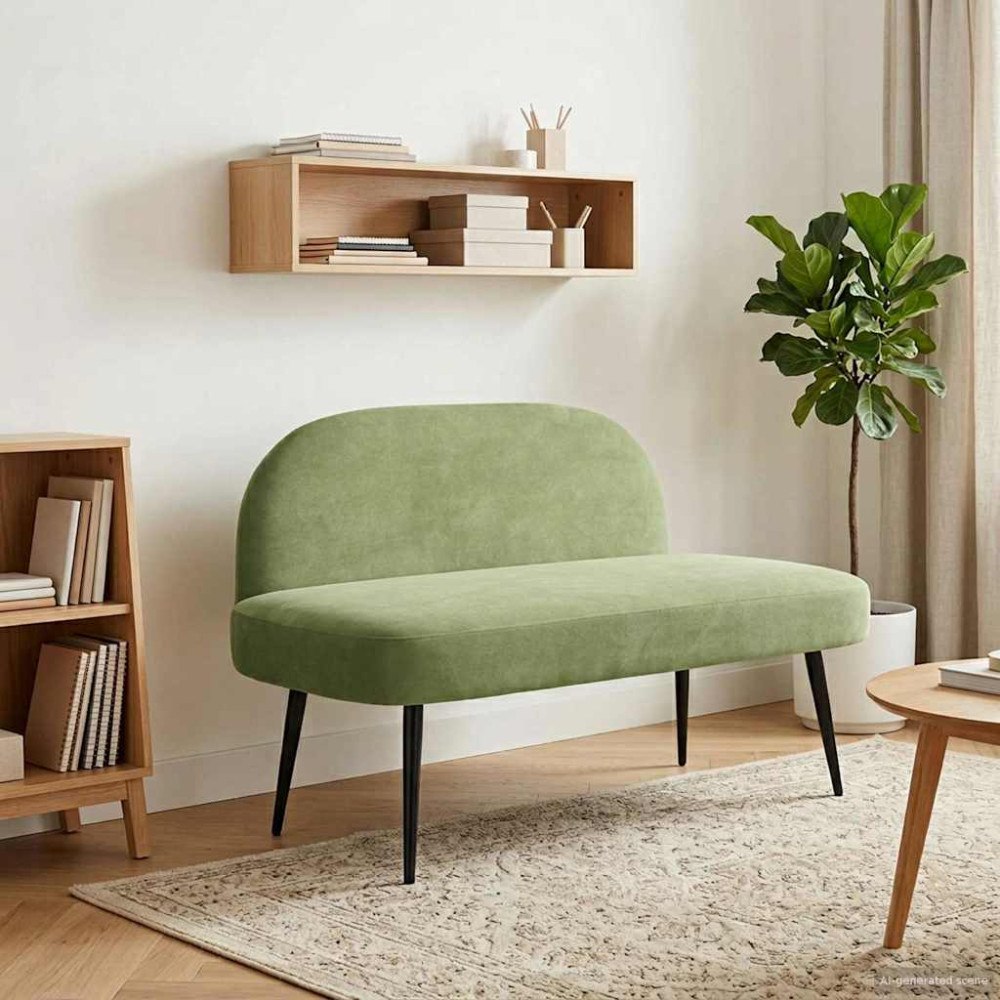 vidaXL Klädd bänk med ryggstöd Ljusgrön 110 x 60 x 76 cm Sammet