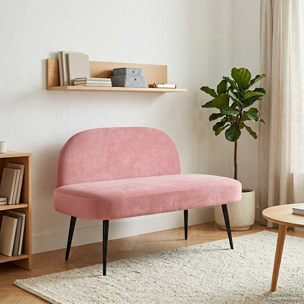 vidaXL Klädd bänk med ryggstöd Rosa 110 x 60 x 76 cm Sammet