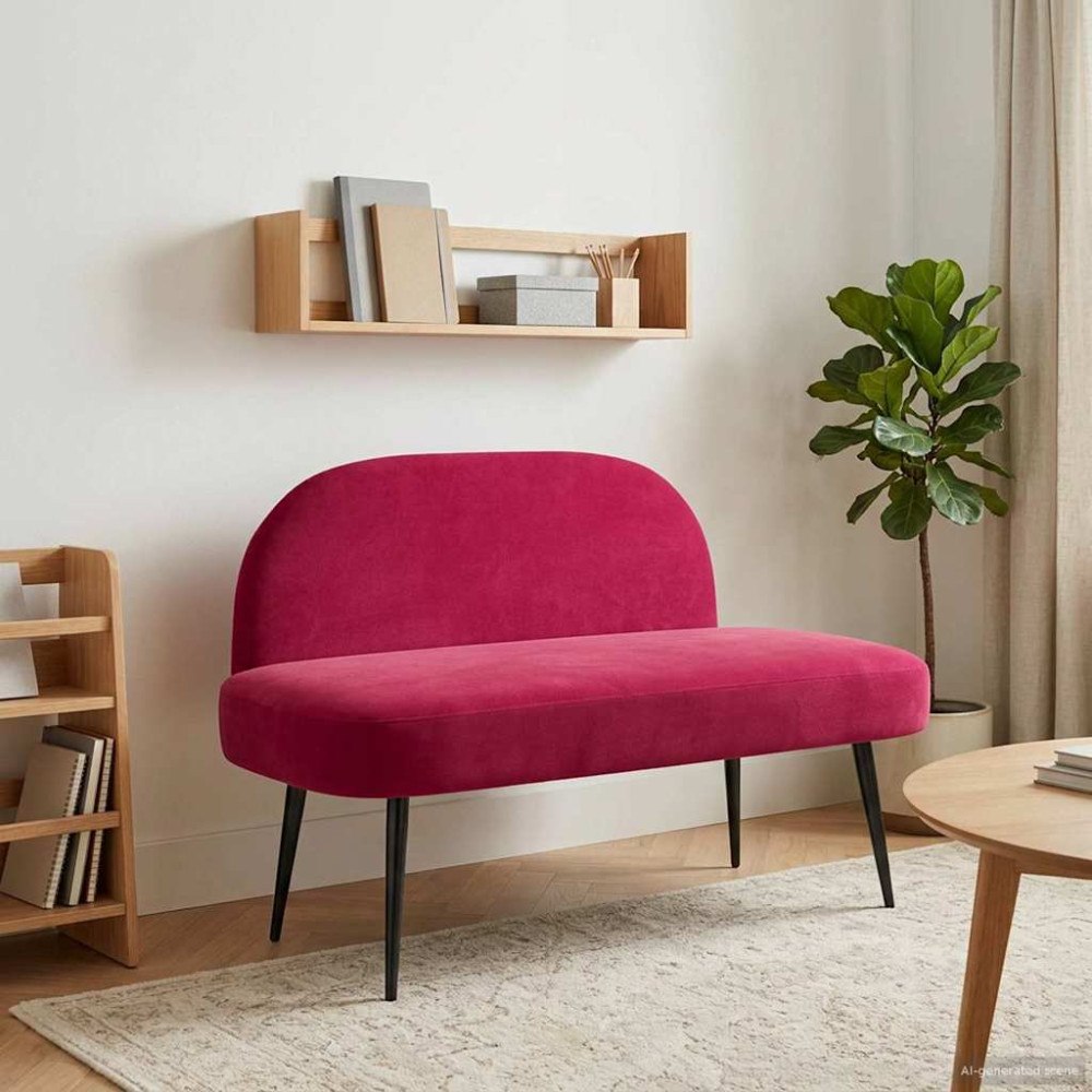 vidaXL Klädd bänk med ryggstöd Vinröd 110 x 60 x 76 cm Sammet