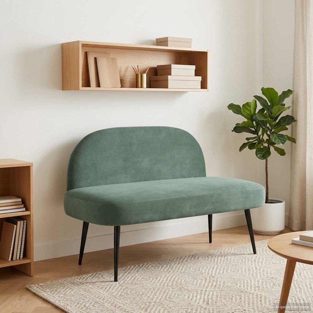 vidaXL Klädd bänk med ryggstöd havsgrön 110 x 60 x 76 cm Sammet