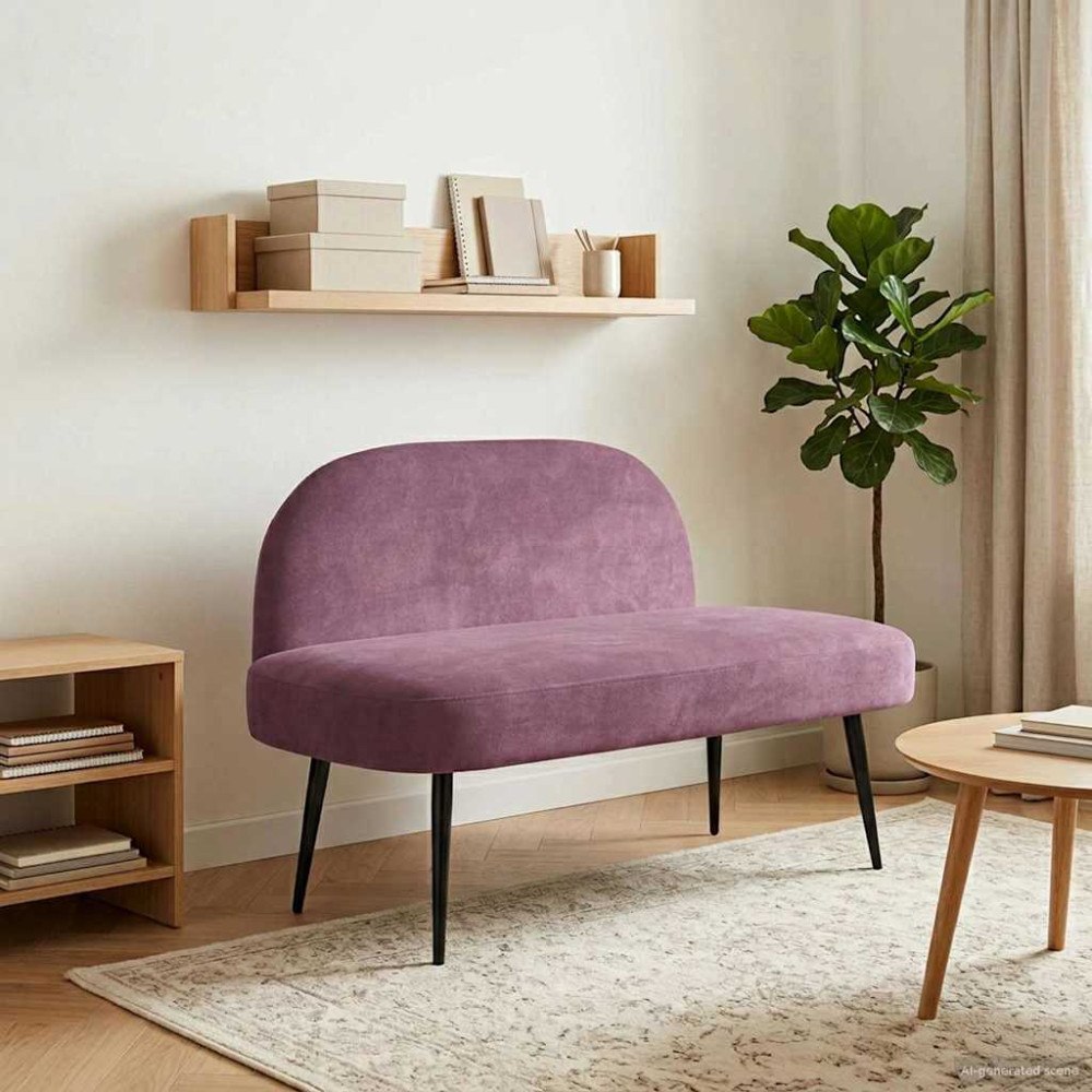 vidaXL Klädd bänk med ryggstöd Lila 110 x 60 x 76 cm Sammet