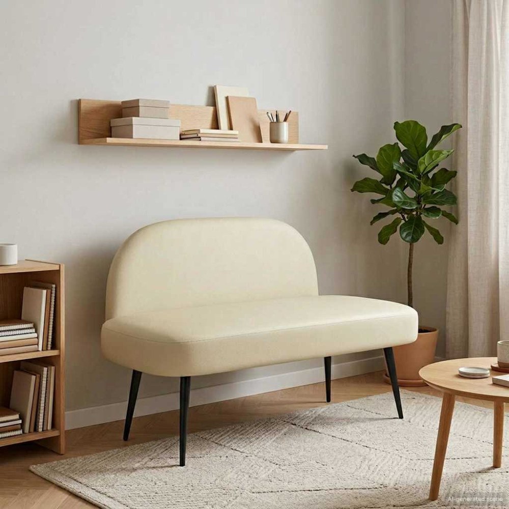 vidaXL Klädd bänk med ryggstöd Gräddvit 110 x 60 x 76 cm Konstläder