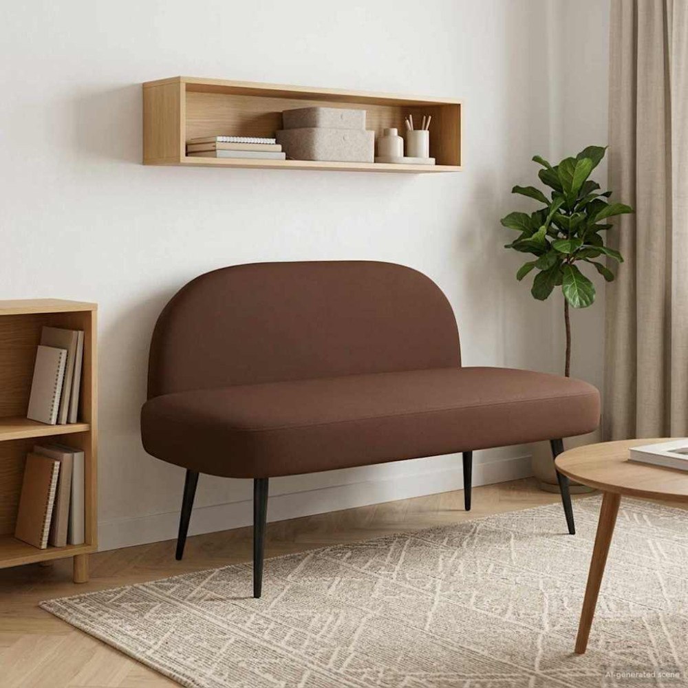 vidaXL Klädd bänk med ryggstöd Brun 110 x 60 x 76 cm Konstläder
