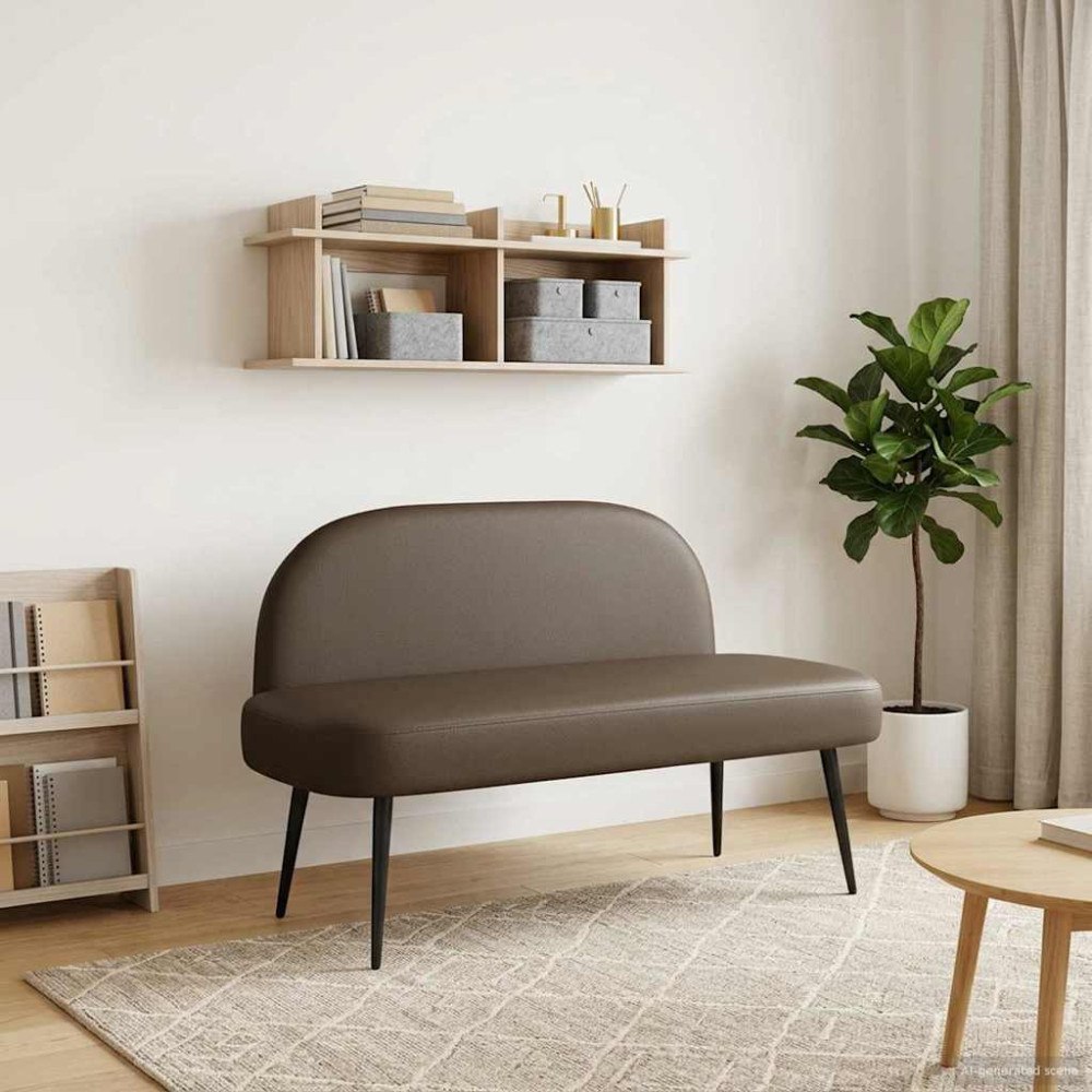 vidaXL Klädd bänk med ryggstöd Grå 110 x 60 x 76 cm Konstläder