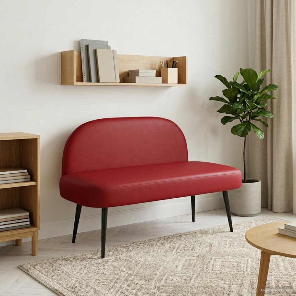 vidaXL Klädd bänk med ryggstöd Vinröd 110 x 60 x 76 cm Konstläder