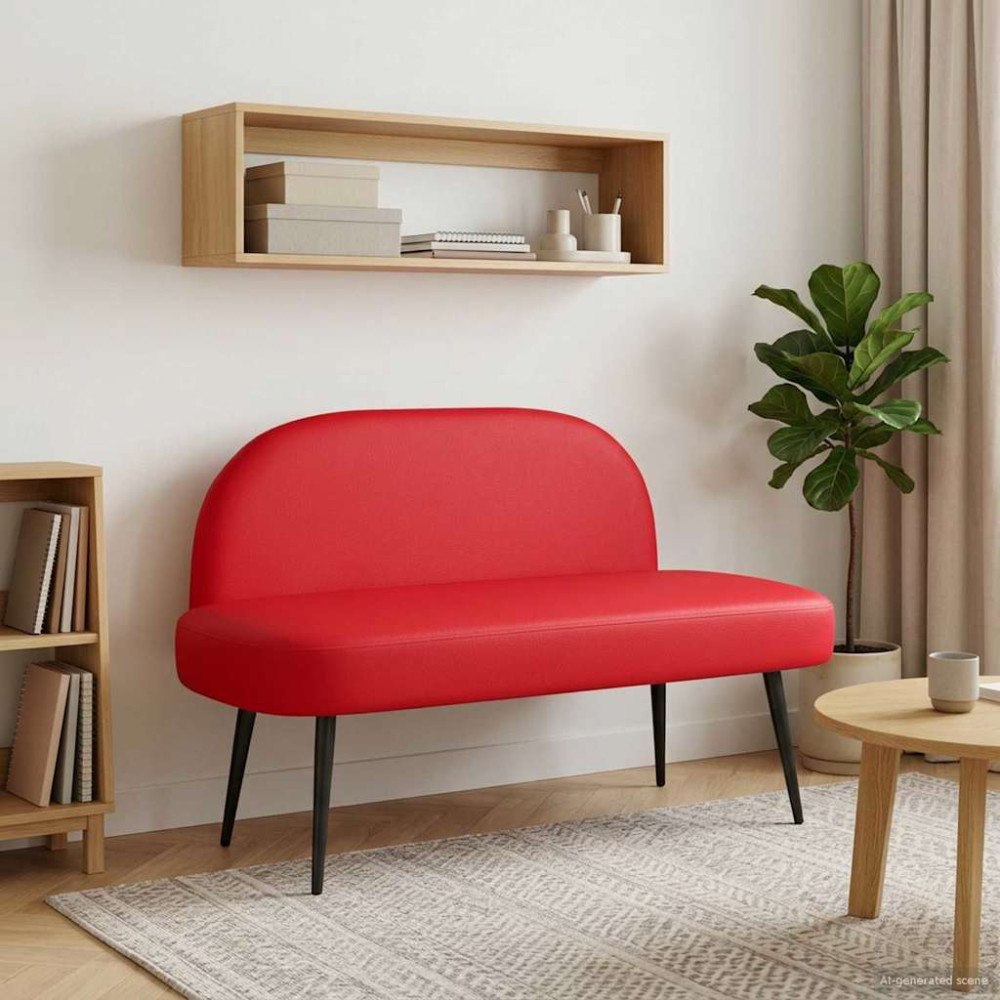 vidaXL Klädd bänk med ryggstöd Röd 110 x 60 x 76 cm Konstläder