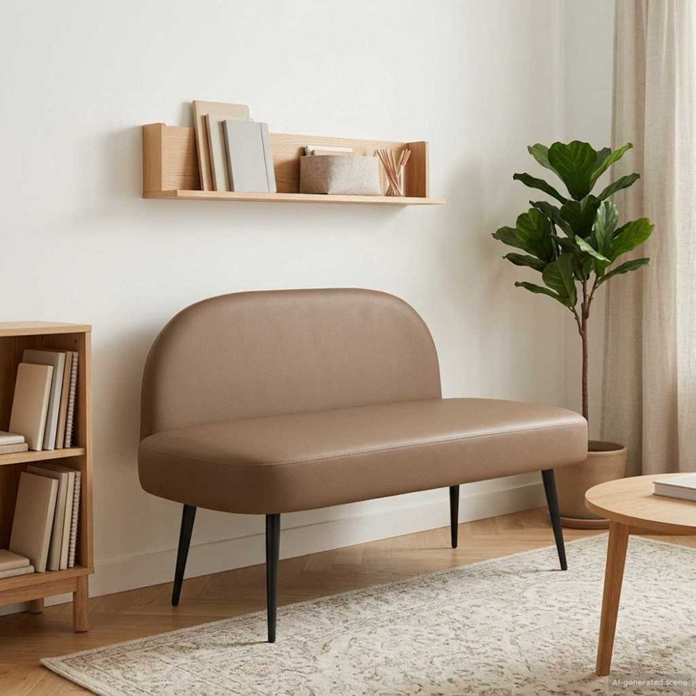 vidaXL Klädd bänk med ryggstöd Cappuccino 110 x 60 x 76 cm Konstläder