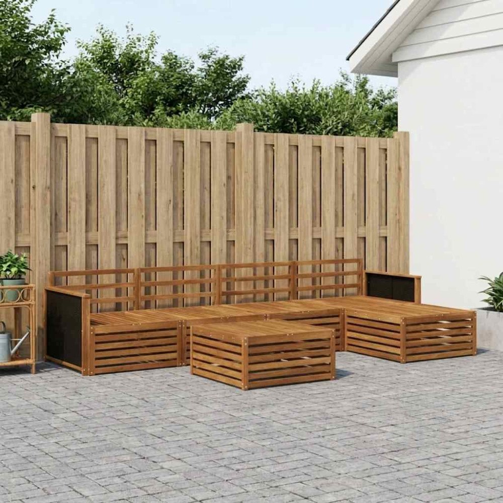 vidaXL Utomhussoffset 6 pcs Naturlig 79 x 79 x 37 cm Massivt Akaciaträ