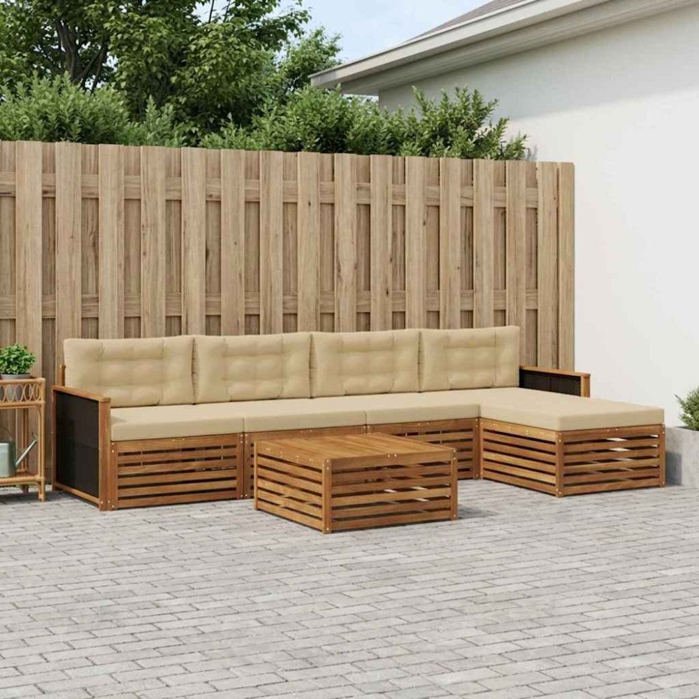 vidaXL Utomhussoffset 6 pcs Naturlig och Beige 79 x 79 x 37 cm