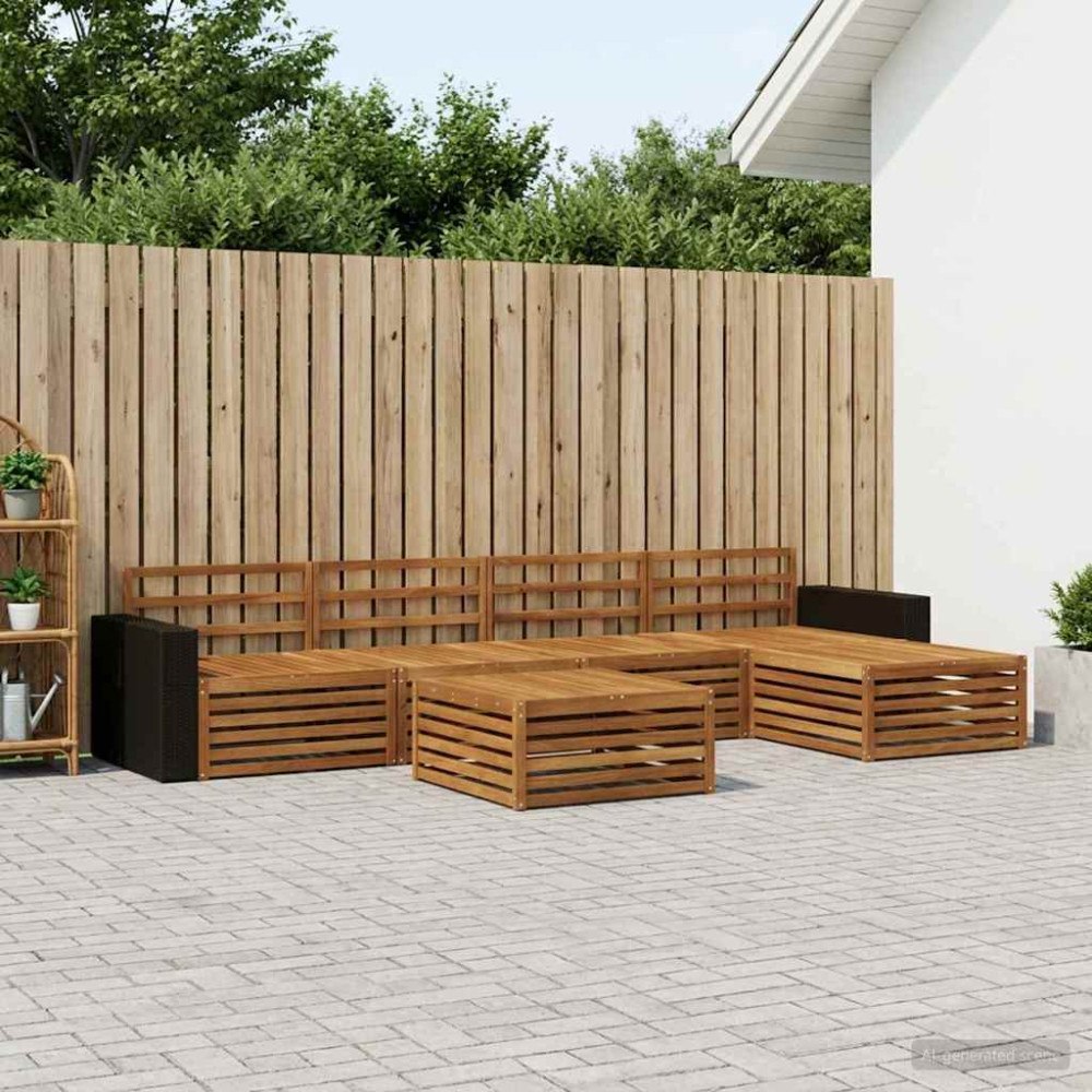 vidaXL Utomhussoffset 6 pcs Naturlig 79 x 79 x 37 cm Massivt Akaciaträ