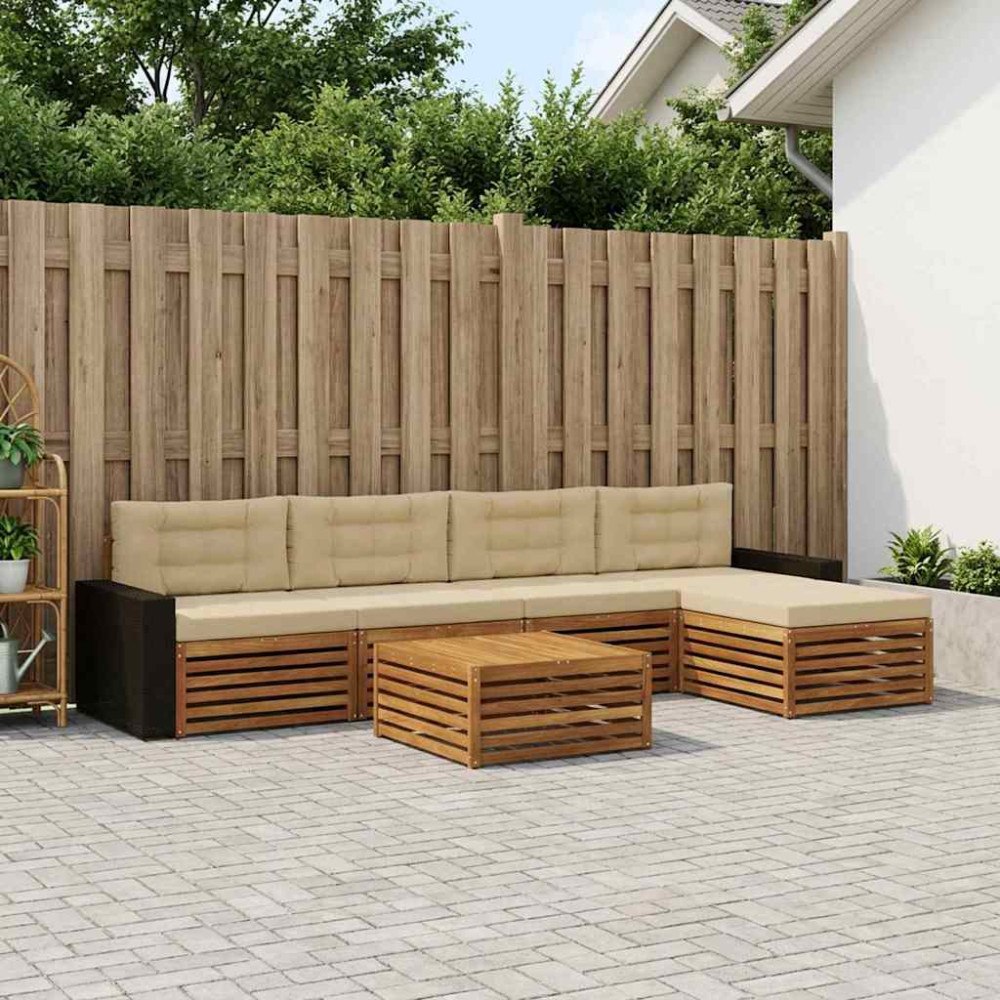 vidaXL Utomhussoffset 6 pcs Naturlig och Beige 79 x 79 x 37 cm