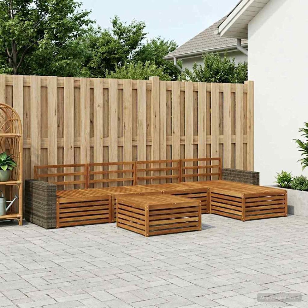 vidaXL Utomhussoffset 6 pcs Naturlig 79 x 79 x 37 cm Massivt Akaciaträ