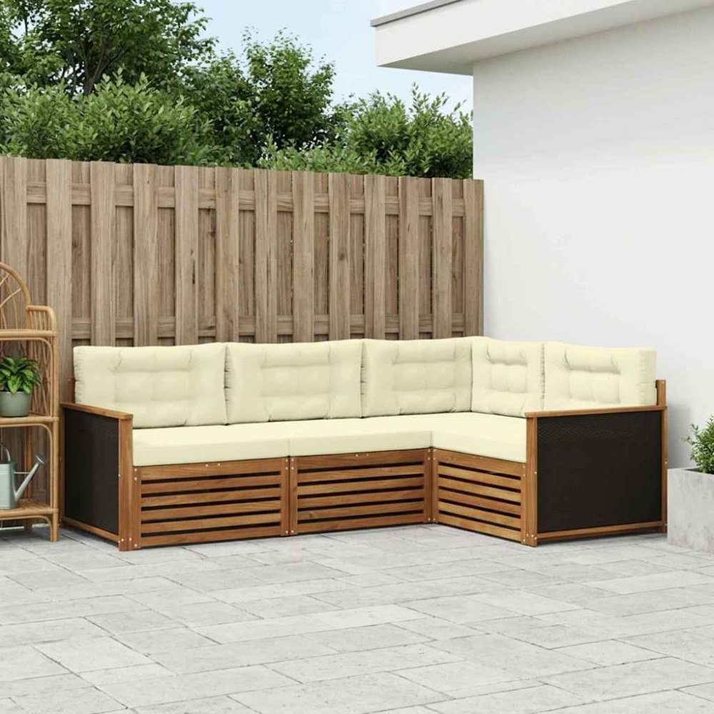 vidaXL Utomhussoffset 4 pcs Naturlig och Grädde 247,5 x 168,5 x 73 cm