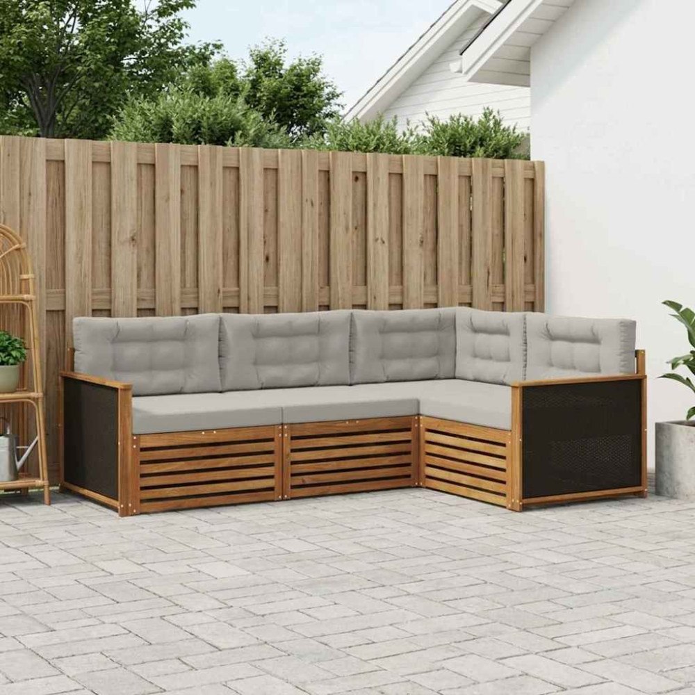 vidaXL Utomhussoffset 4 pcs Naturlig och ljusgrå 247,5 x 168,5 x 73 cm