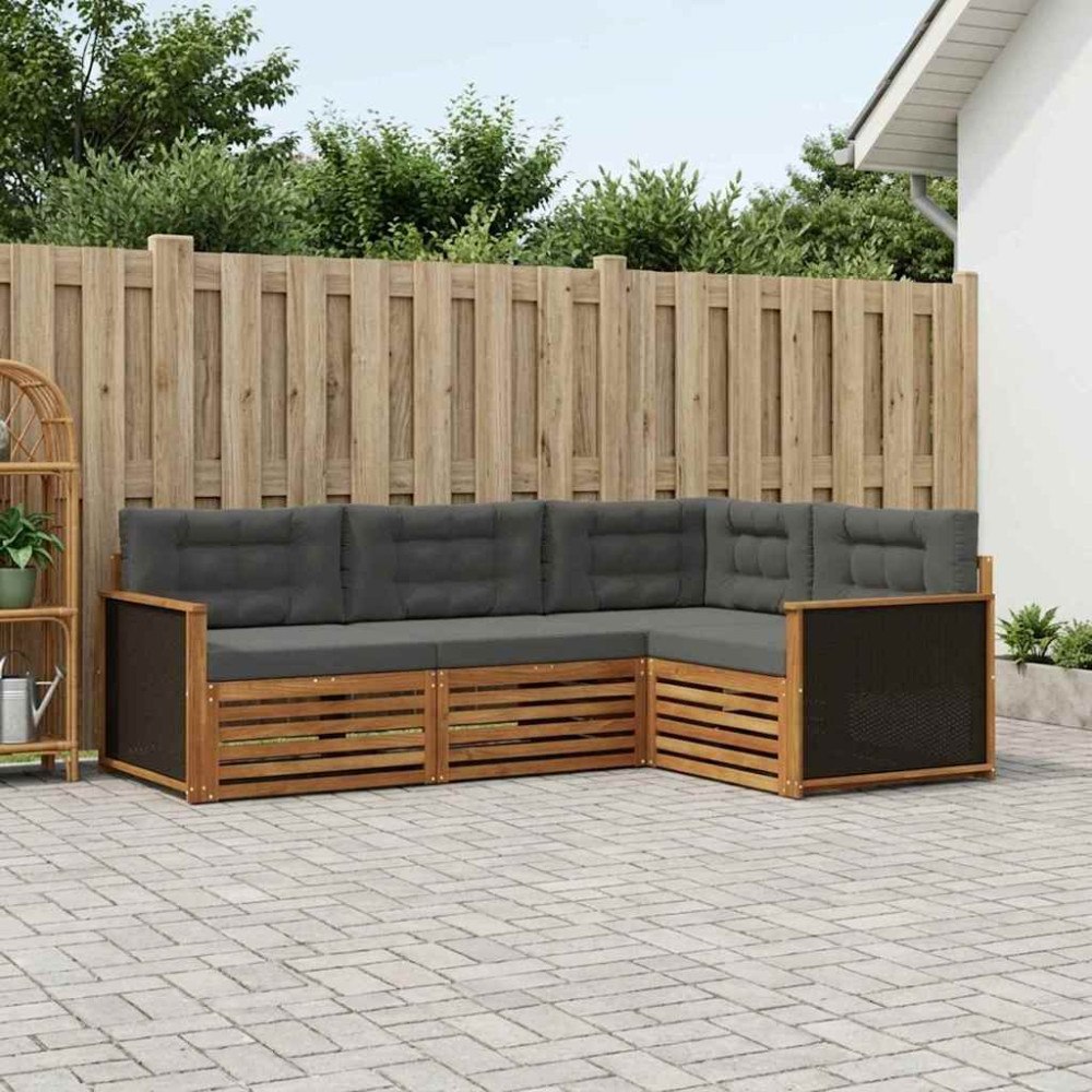 vidaXL Utomhussoffset 4 pcs Naturlig och Antracit