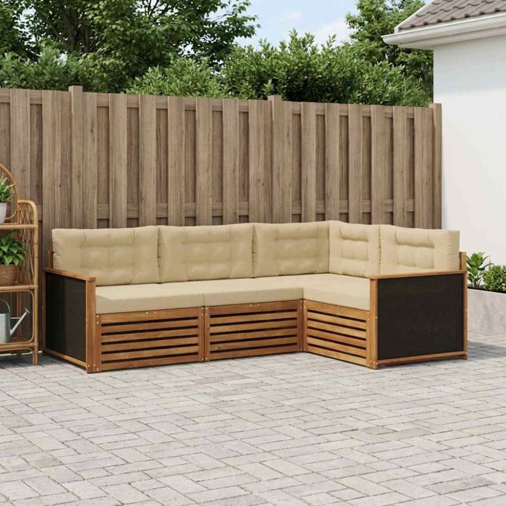 vidaXL Utomhussoffset 4 pcs Naturlig och Beige 247,5 x 168,5 x 73 cm