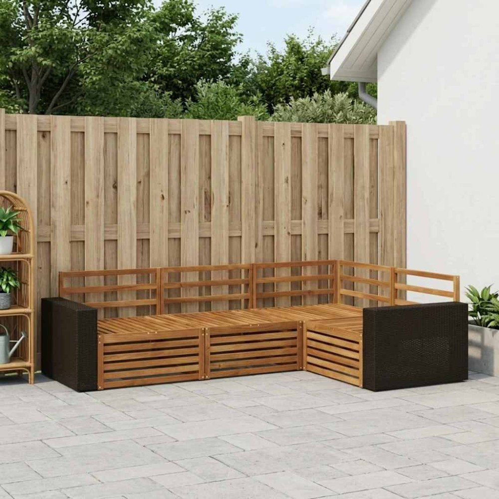 vidaXL Utomhussoffset 4 pcs Naturlig 255,5 x 176,5 x 73 cm
