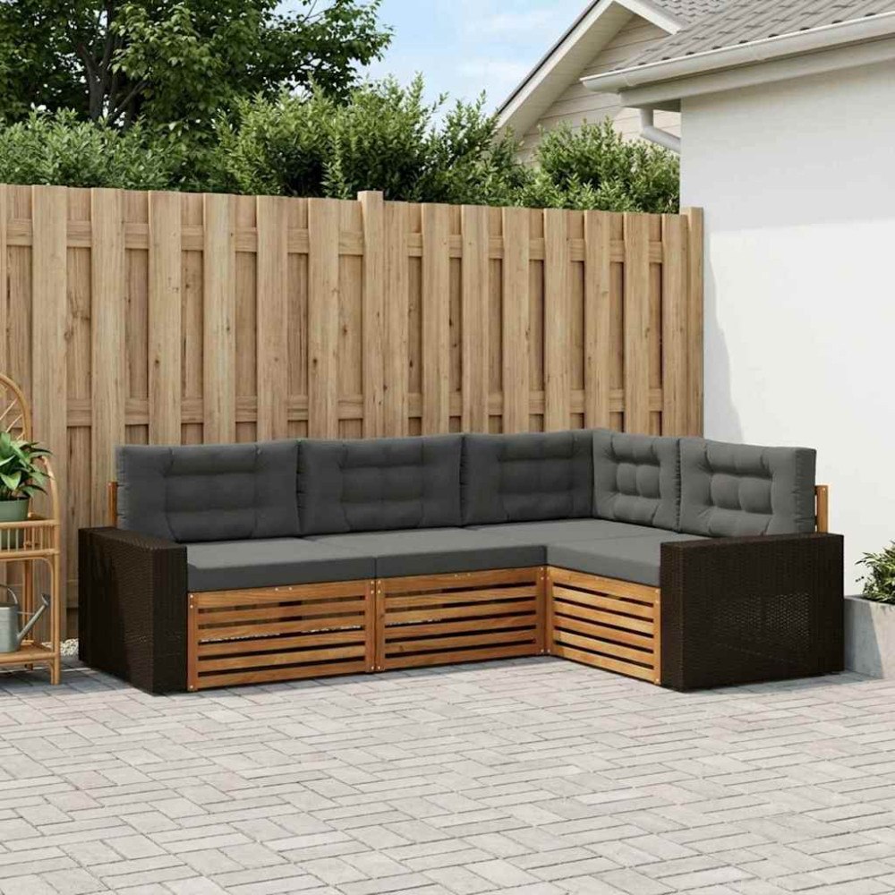 vidaXL Utomhussoffset 4 pcs Naturlig och Antracit