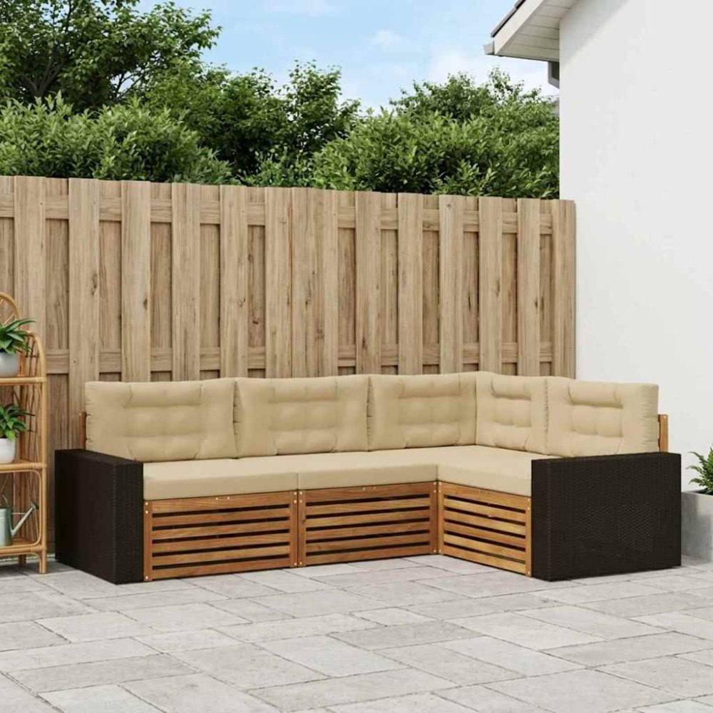 vidaXL Utomhussoffset 4 pcs Naturlig och Beige 255,5 x 176,5 x 73 cm