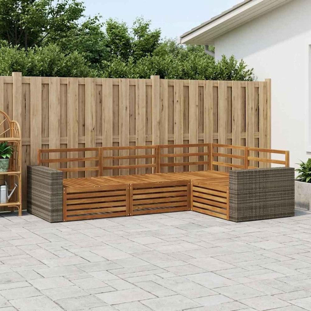 vidaXL Utomhussoffset 4 pcs Naturlig 255,5 x 176,5 x 73 cm