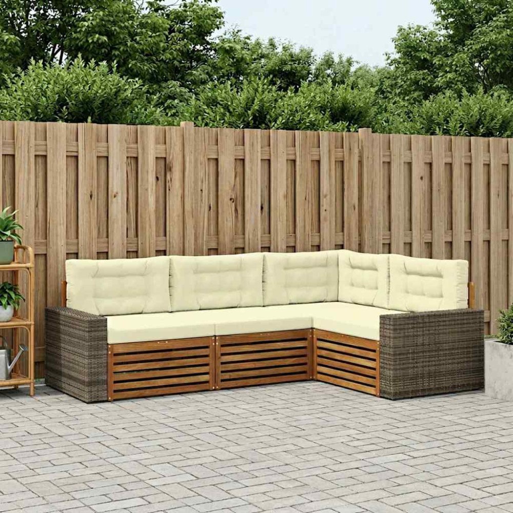 vidaXL Utomhussoffset 4 pcs Naturlig och Grädde 255,5 x 176,5 x 73 cm