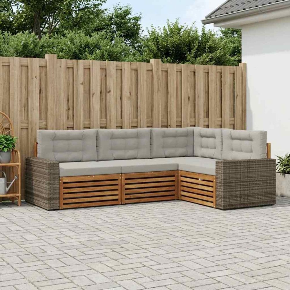 vidaXL Utomhussoffset 4 pcs Naturlig och ljusgrå 255,5 x 176,5 x 73 cm