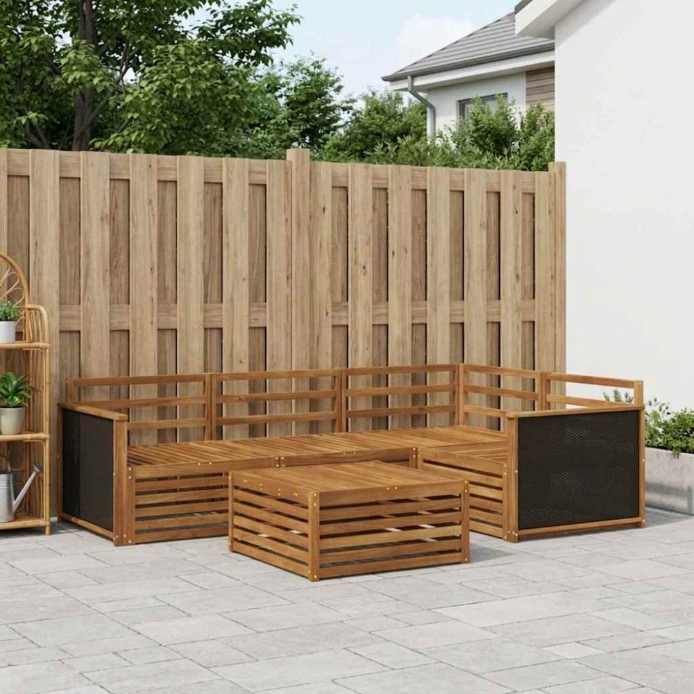 vidaXL Utomhussoffset 5 pcs Naturlig 79 x 79 x 37 cm Massivt Akaciaträ