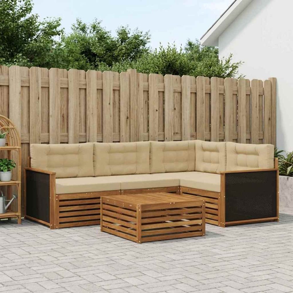 vidaXL Utomhussoffset 5 pcs Naturlig och Beige 79 x 79 x 37 cm