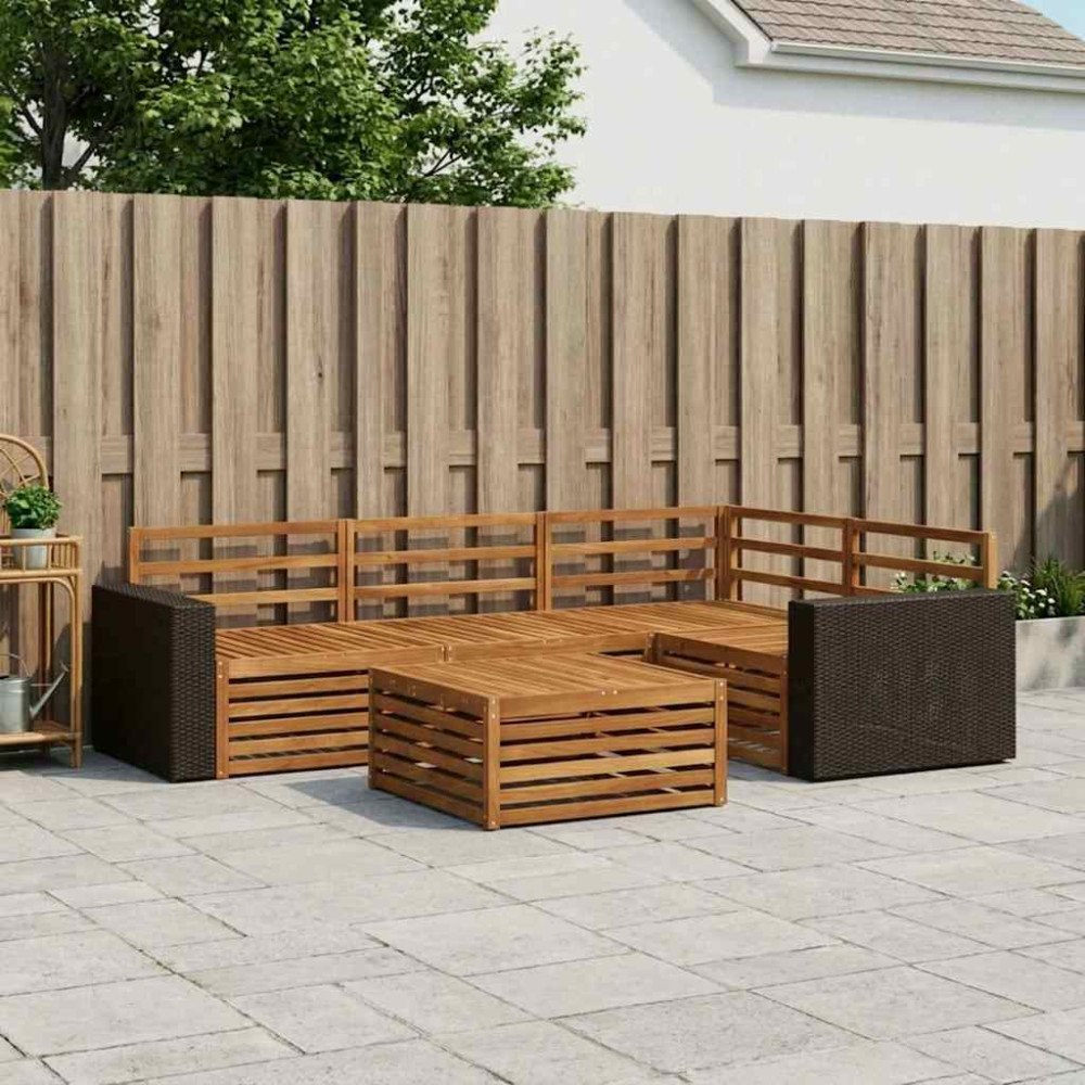 vidaXL Utomhussoffset 5 pcs Naturlig 79 x 79 x 37 cm Massivt Akaciaträ