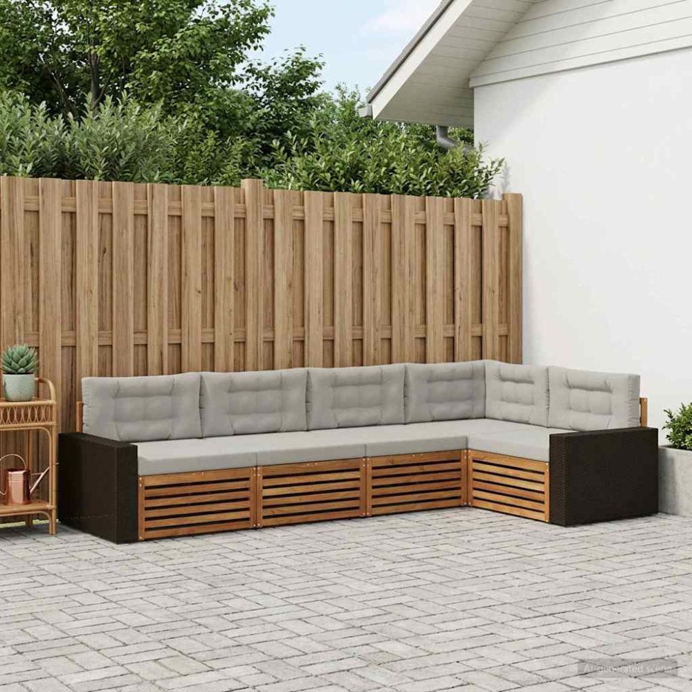 vidaXL Utomhussoffset 5 pcs Naturlig och ljusgrå 331 x 172,5 x 73 cm