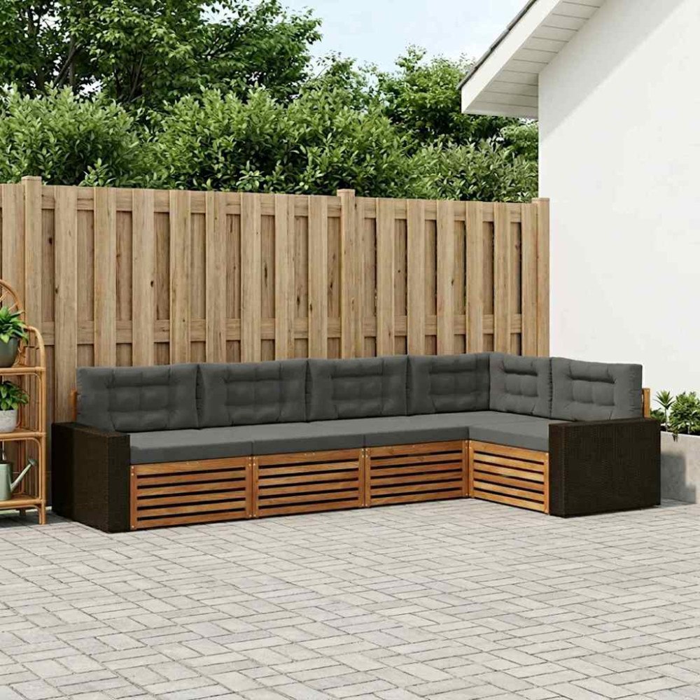 vidaXL Utomhussoffset 5 pcs Naturlig och Antracit 331 x 172,5 x 73 cm