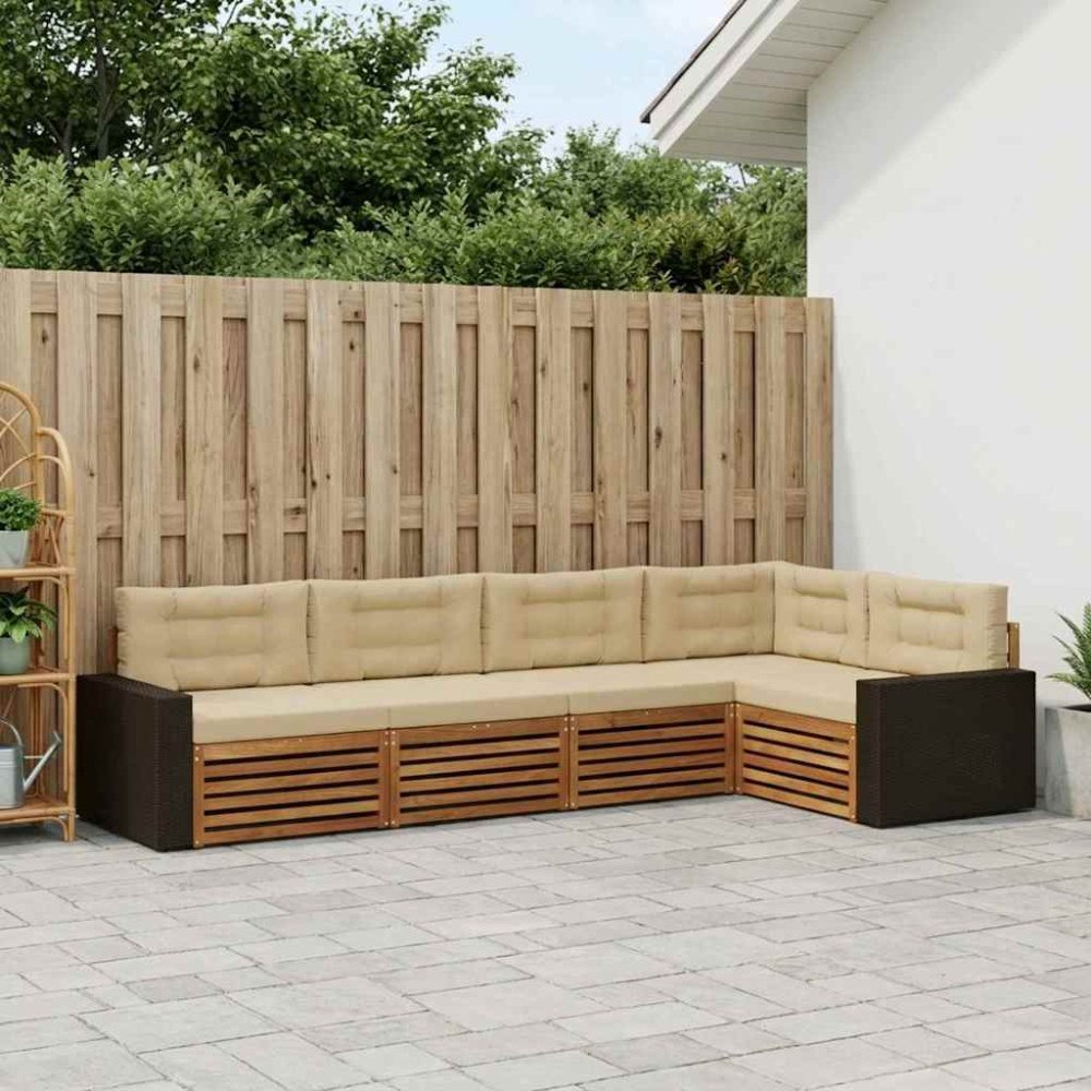 vidaXL Utomhussoffset 5 pcs Naturlig och Beige 331 x 172,5 x 73 cm