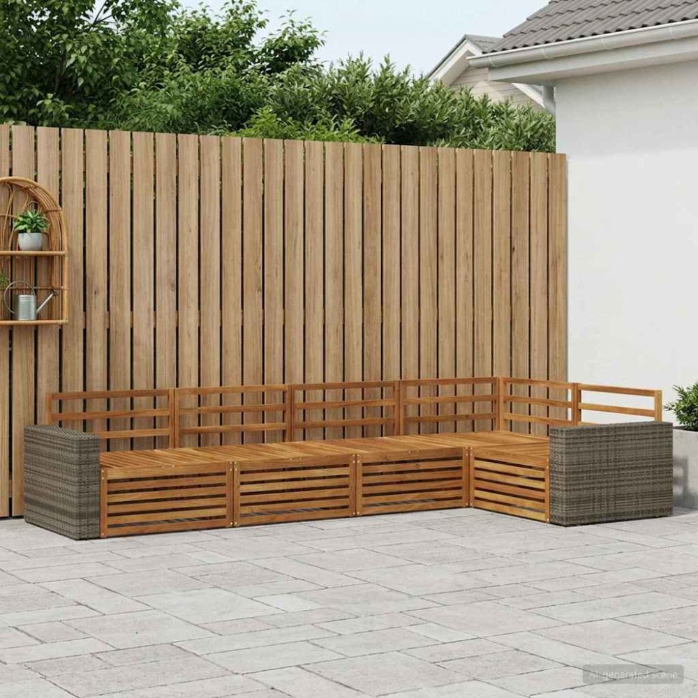 vidaXL Utomhussoffset 5 pcs Naturlig 331 x 172,5 x 73 cm