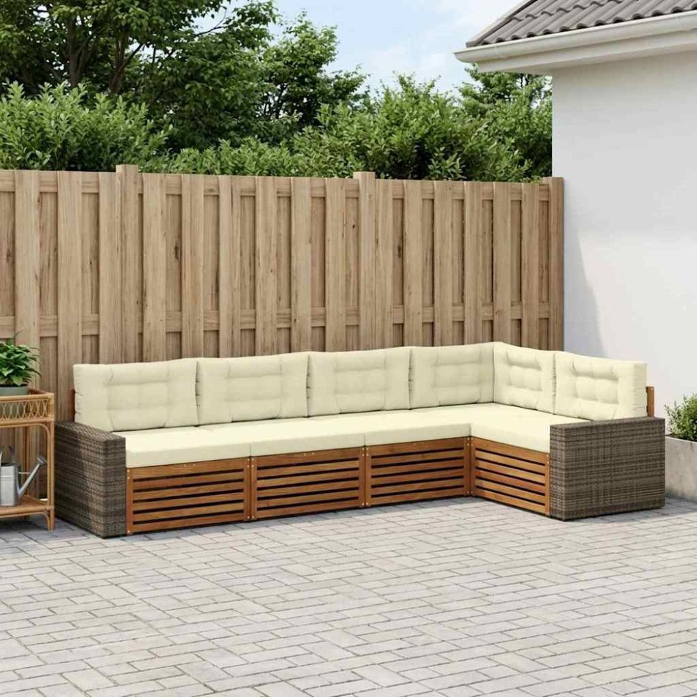 vidaXL Utomhussoffset 5 pcs Naturlig och Grädde 331 x 172,5 x 73 cm