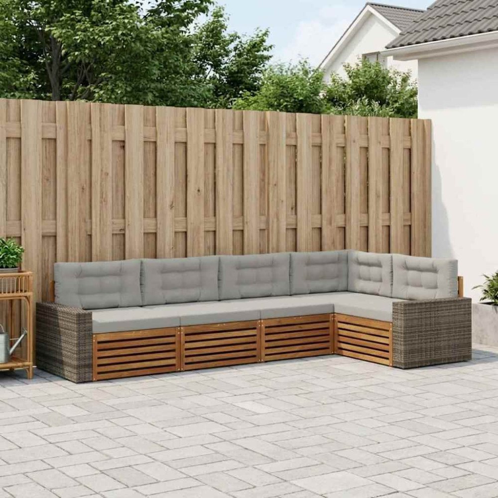 vidaXL Utomhussoffset 5 pcs Naturlig och ljusgrå 331 x 172,5 x 73 cm