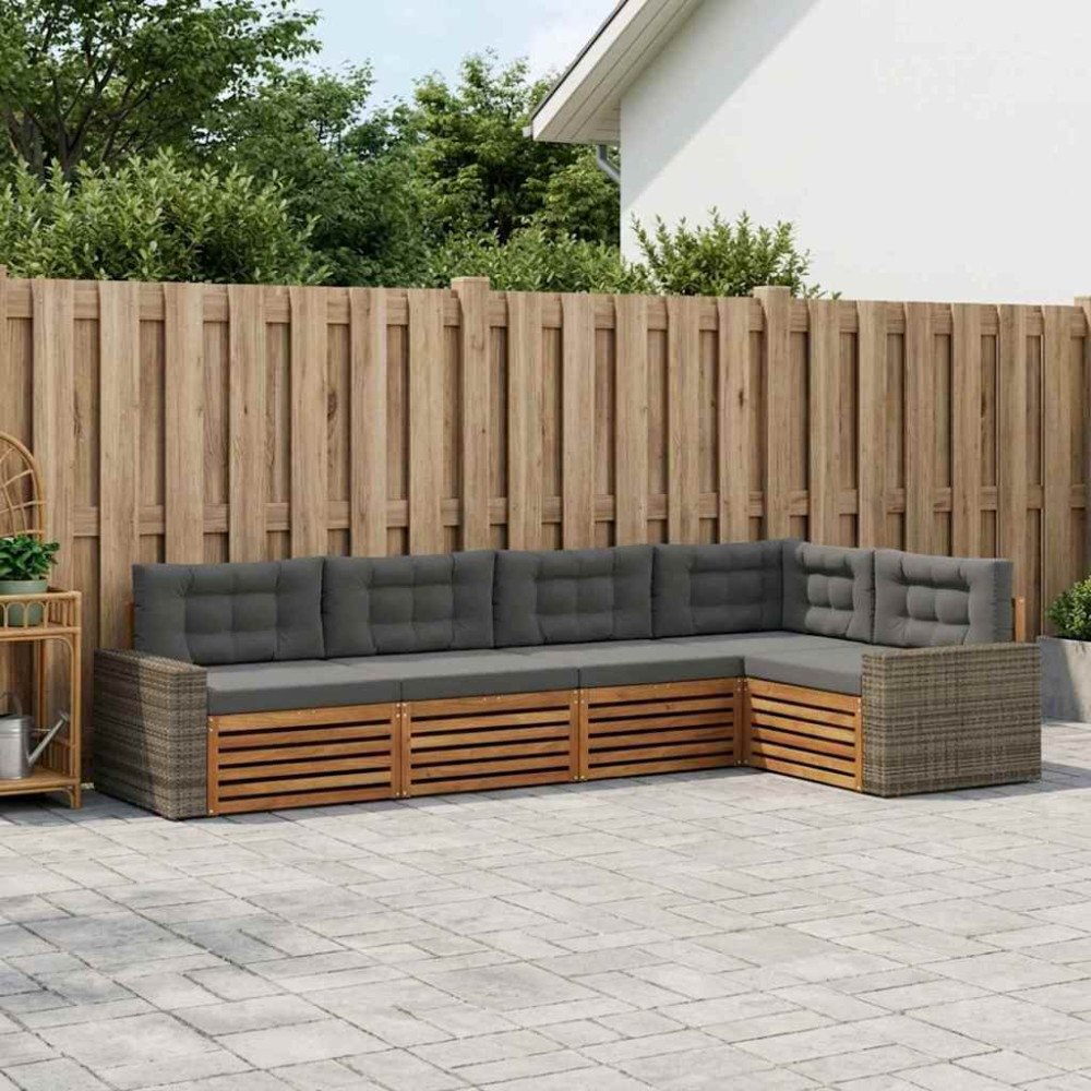 vidaXL Utomhussoffset 5 pcs Naturlig och Antracit 331 x 172,5 x 73 cm