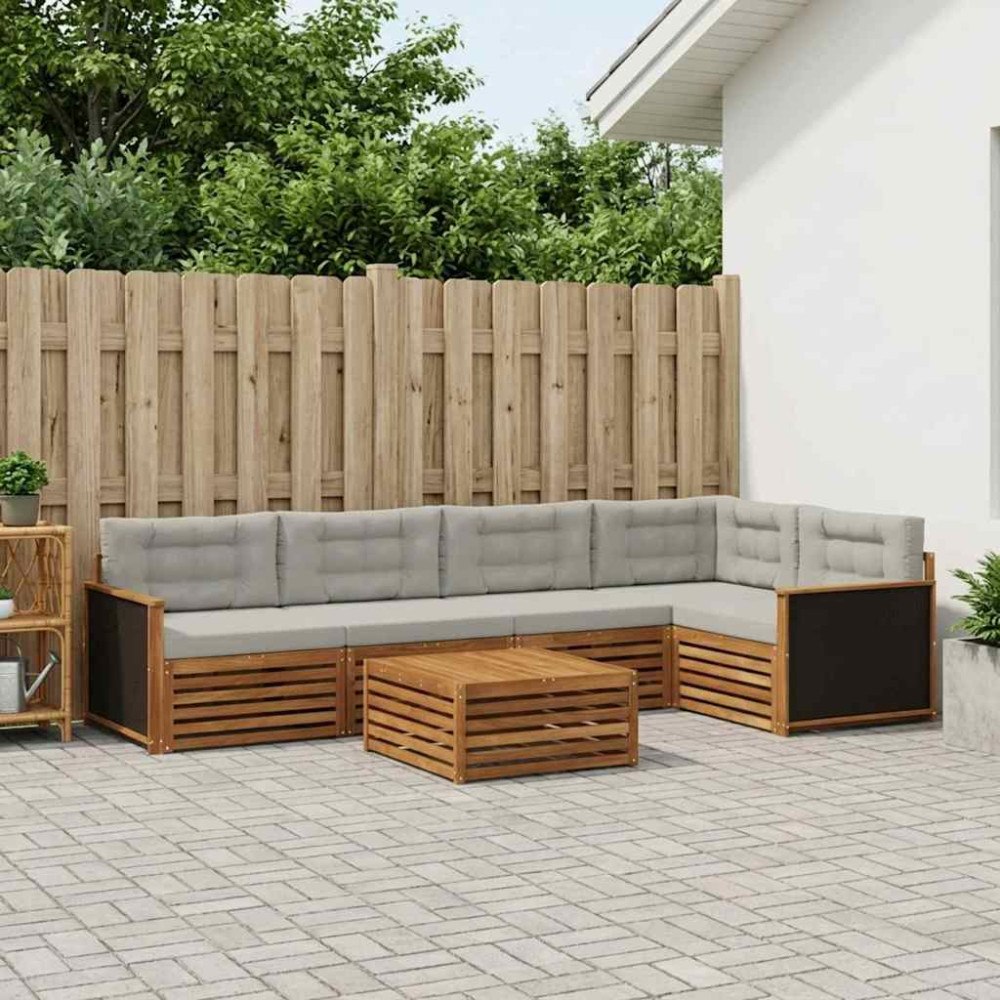 vidaXL Utomhussoffset 6 pcs Naturlig och ljusgrå 79 x 79 x 37 cm
