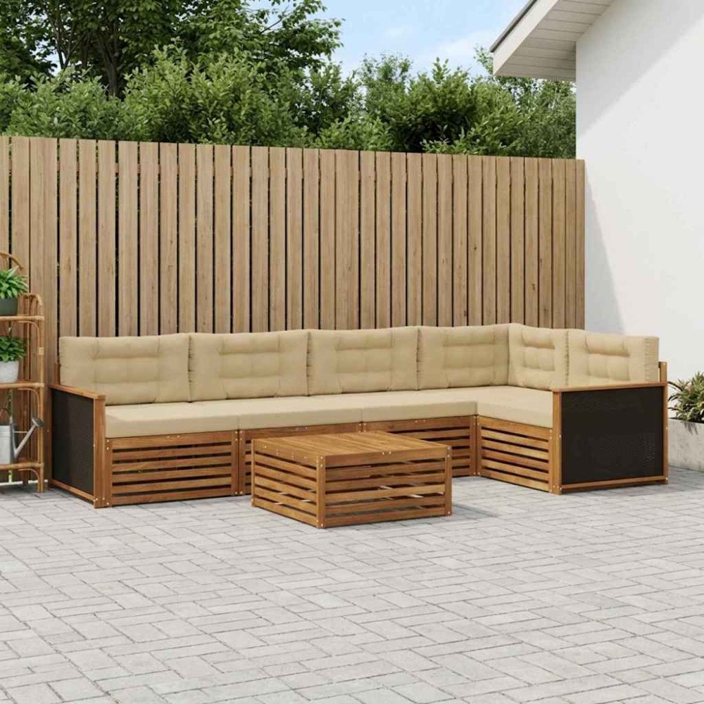 vidaXL Utomhussoffset 6 pcs Naturlig och Beige 79 x 79 x 37 cm