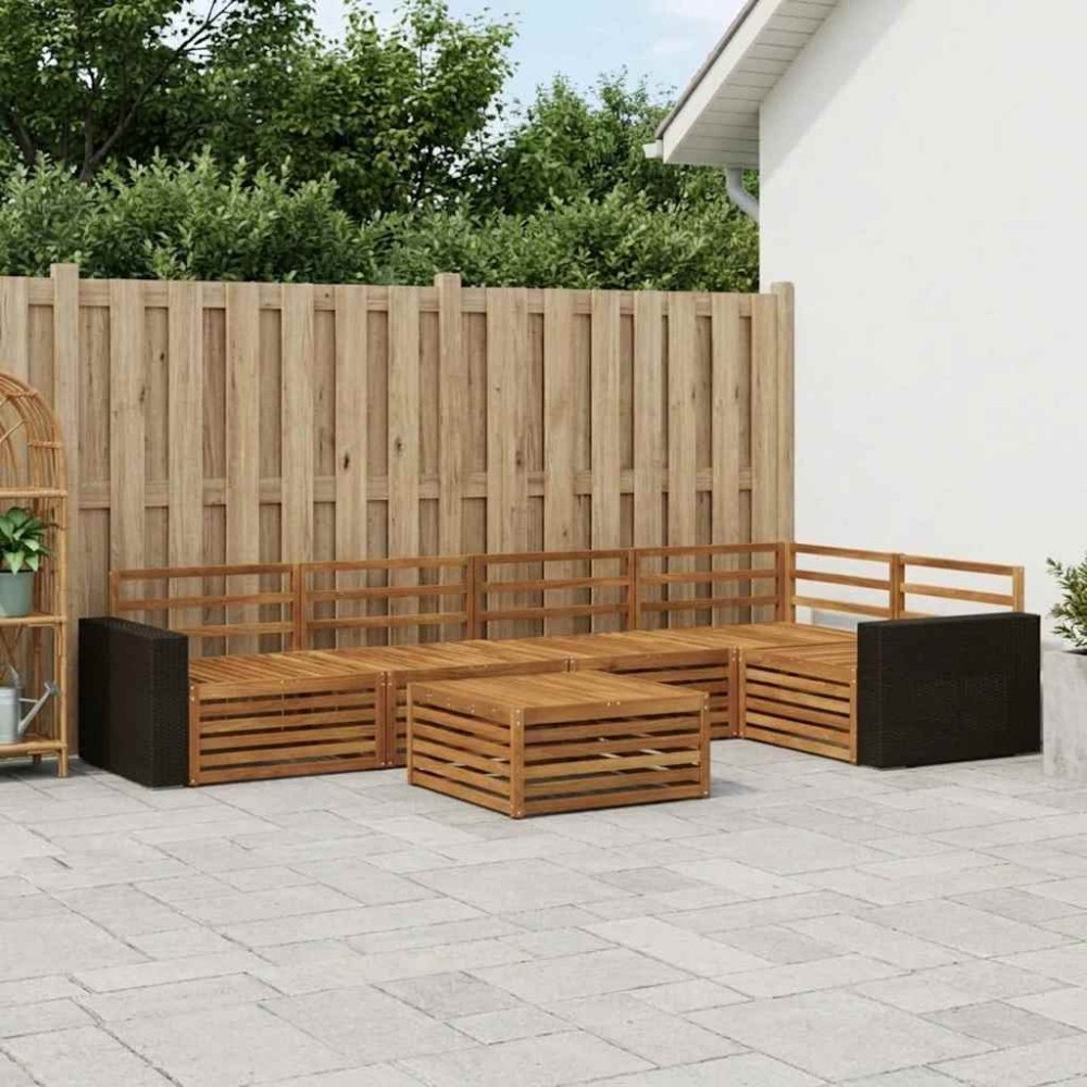vidaXL Utomhussoffset 6 pcs Naturlig 79 x 79 x 37 cm Massivt Akaciaträ