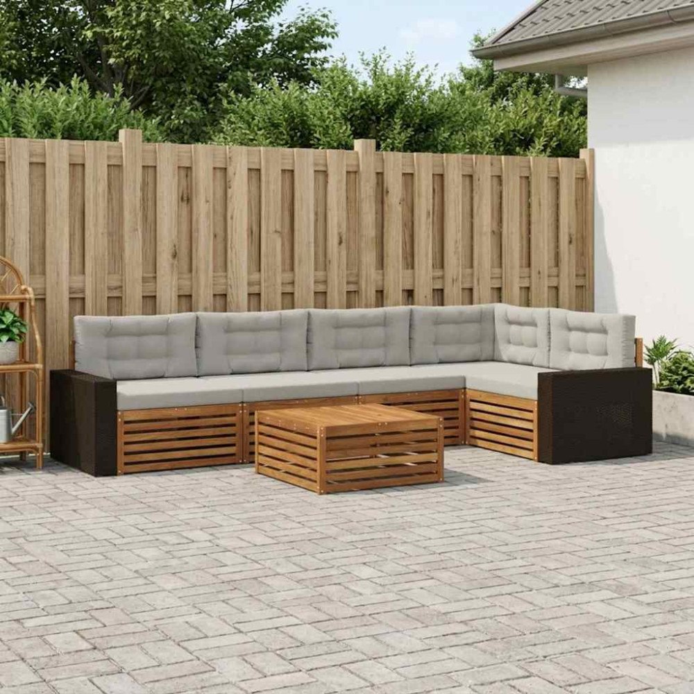 vidaXL Utomhussoffset 6 pcs Naturlig och ljusgrå 79 x 79 x 37 cm