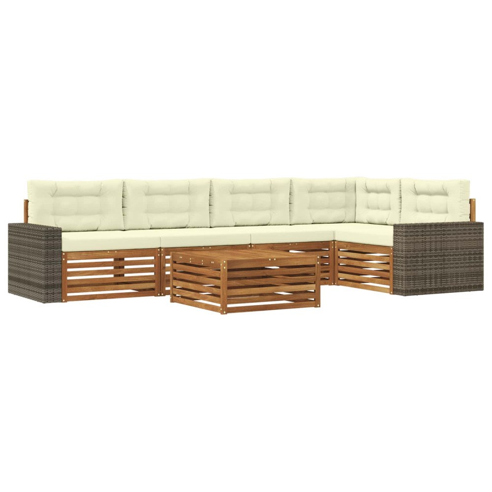 vidaXL Utomhussoffset 6 pcs Naturlig och Grädde 79 x 79 x 37 cm