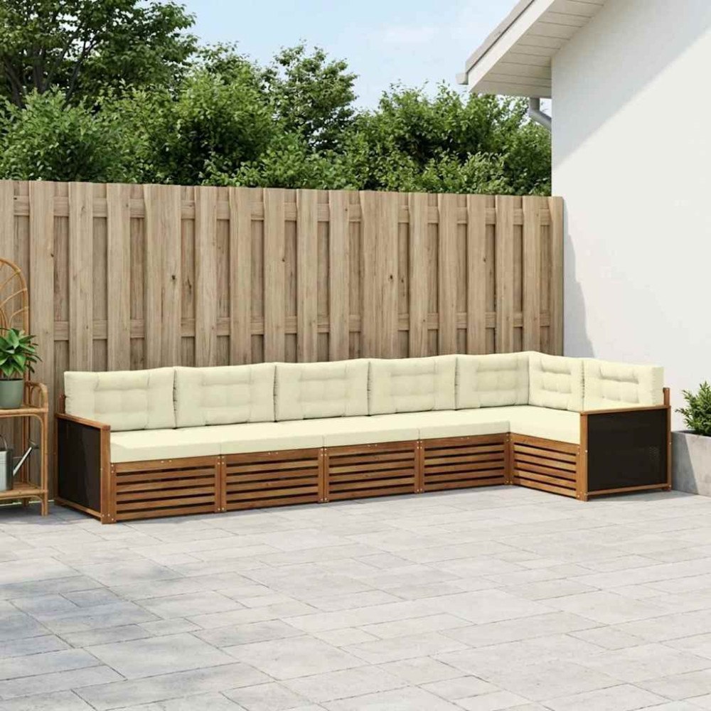 vidaXL Utomhussoffset 6 pcs Naturlig och Grädde 406 x 168,5 x 73 cm