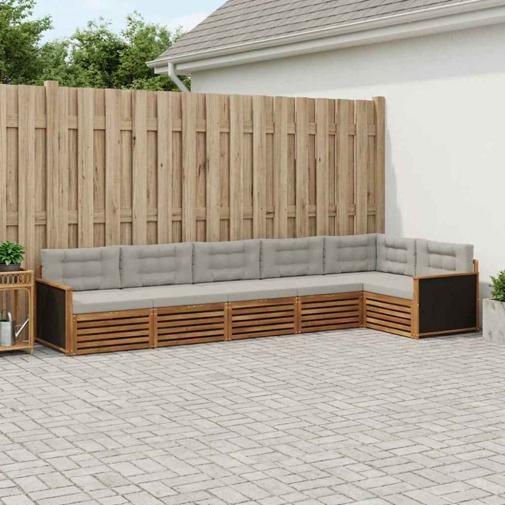 vidaXL Utomhussoffset 6 pcs Naturlig och ljusgrå 406 x 168,5 x 73 cm